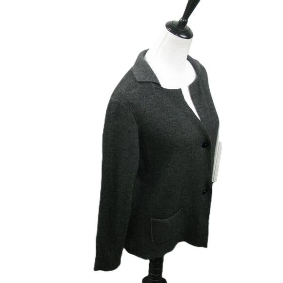 Benedetta B. Black/Gray Merino Wool/Cashmere Blend Cardigan Sweater Size Medium - Picture 6 of 6